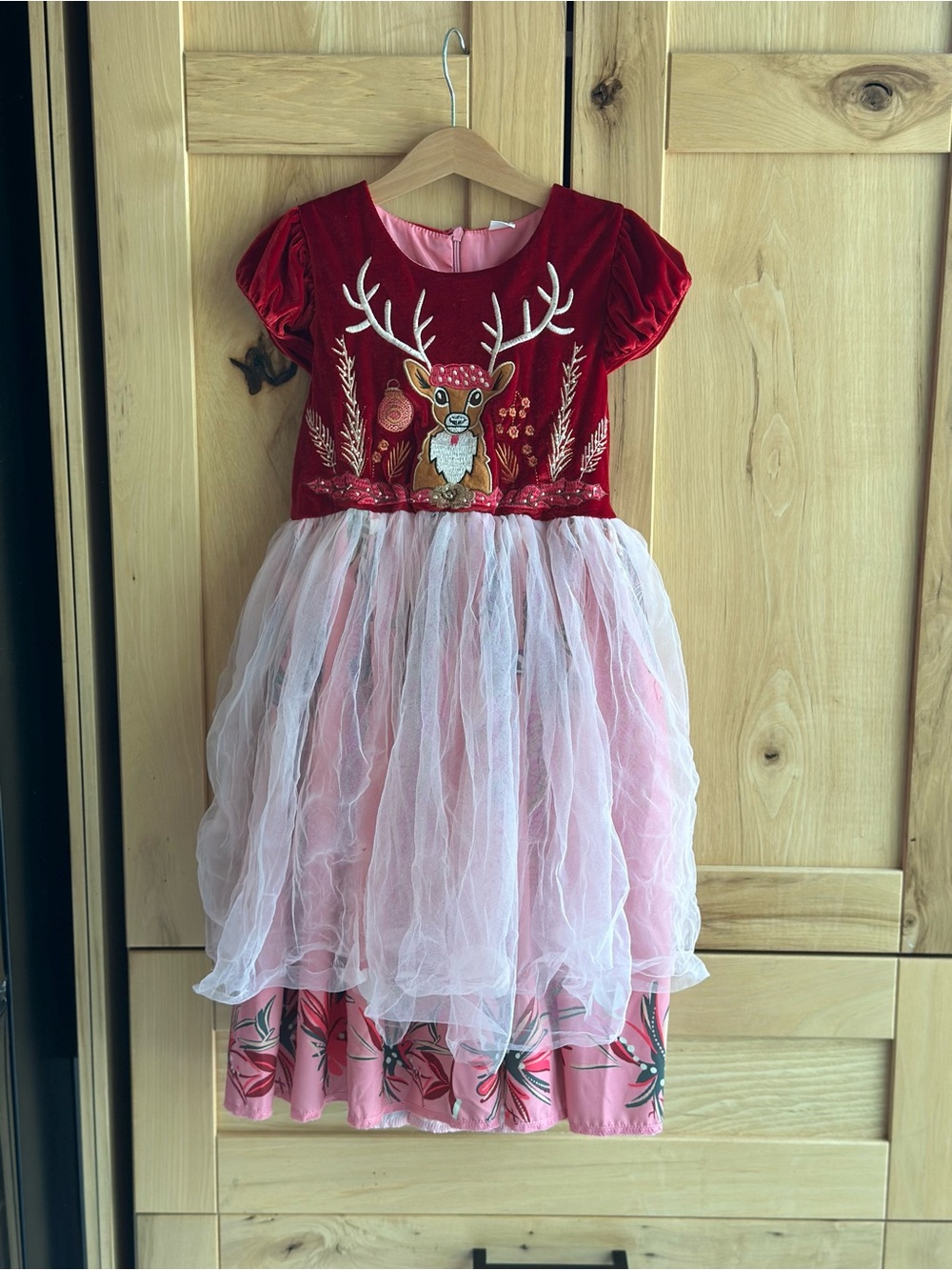 mini Taylor Donner Reindeer Christmas Velvet Tutu Dress 6-7Y